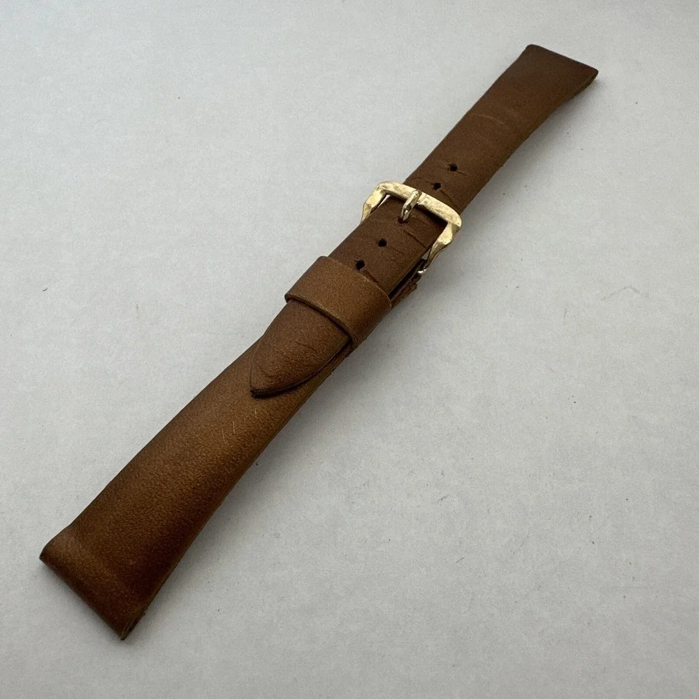 Caravelle Brown Leather Watch Strap Gold Tone Buckle Replacement Band